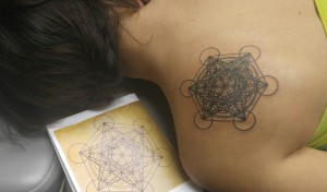 Placing Metatron's Cube for its reason of being and reflection on ones self. Tattoo completed by Raul Regalado at Skinhouse Tattoo Studio in Longmont, Colorado.