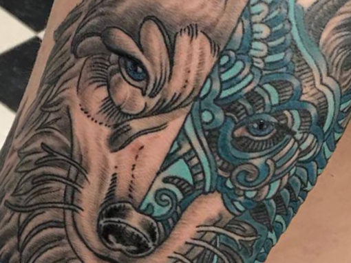 Geometric Wolf Tattoo