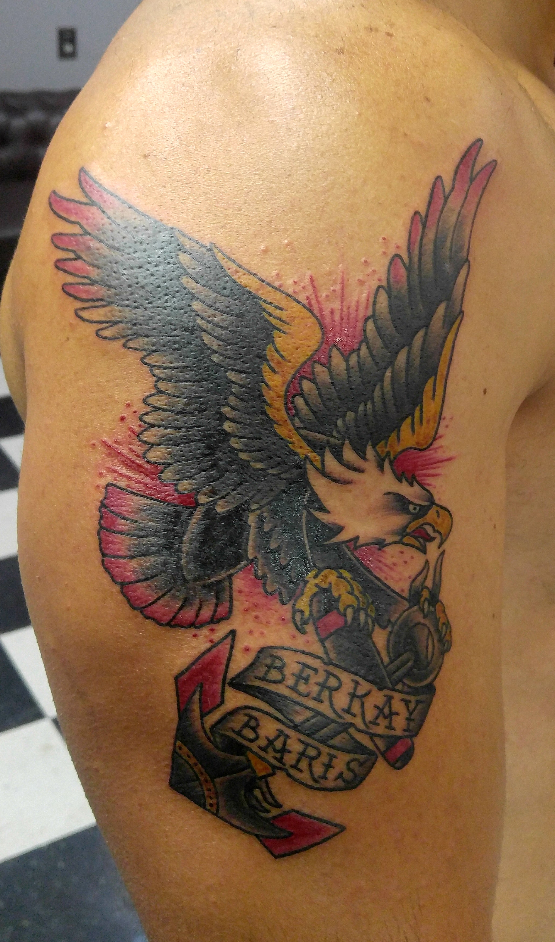 Freedom” Traditional tattoo style American Bald Eagle with Freedom banner  Mosaic – Tattoo FX
