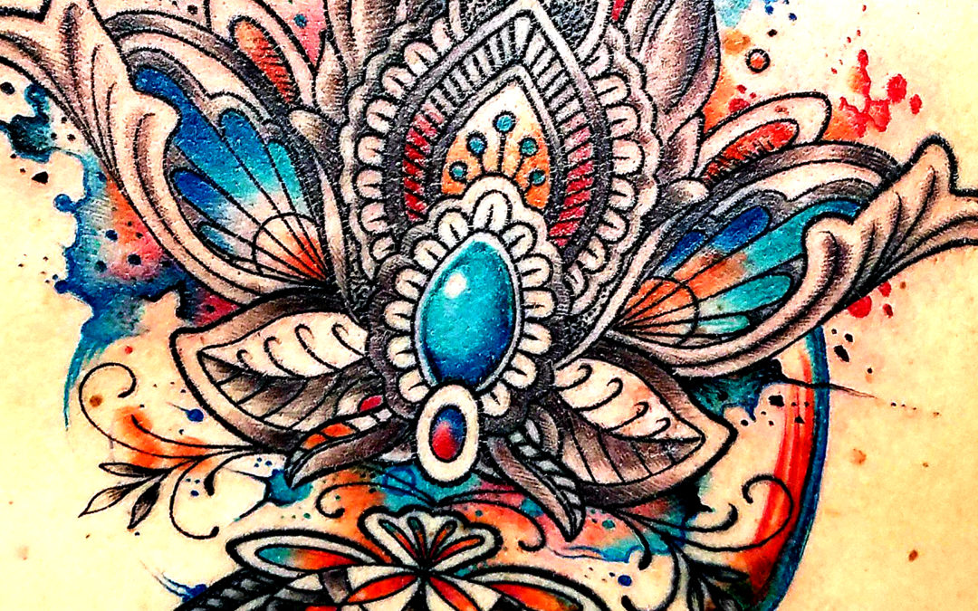Watercolor Tattoo Back Decoration