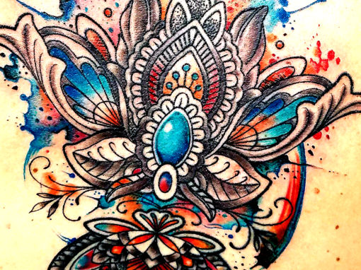 Watercolor Tattoo Back Decoration